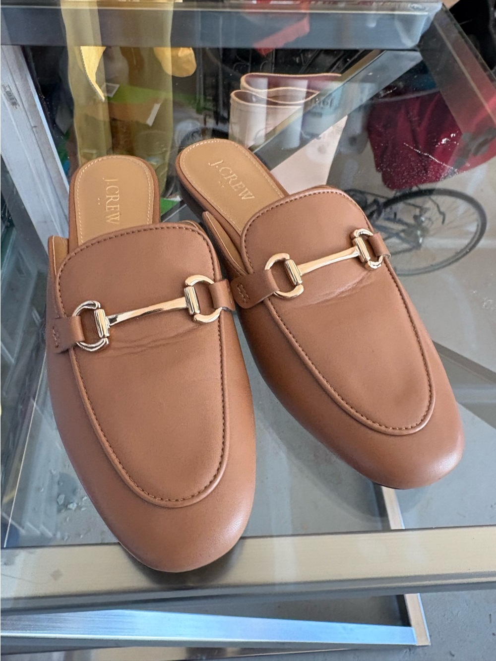 J. Crew Brown Leather Horsebit Mules size 7 EUC